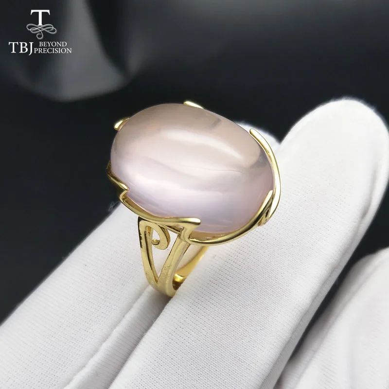 Tbj большой коктейль кольцо для вечерние 21ct овальным вырезом розовый кварц