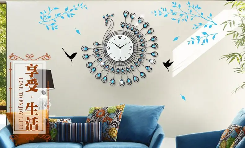 3D большие настенные часы Павлин современный дизайн домашний декор гостиная 47 шт