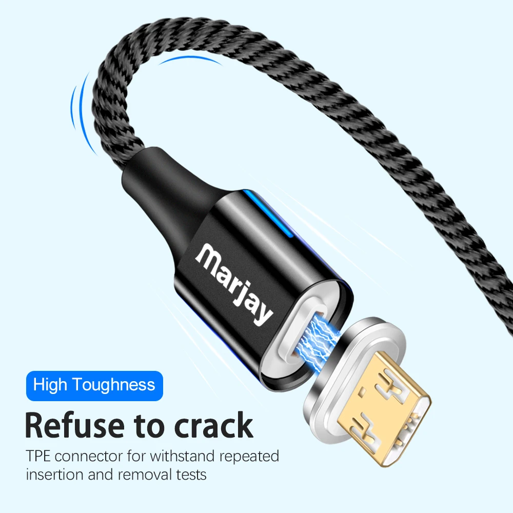 Marjay Магнитный Micro USB кабель для быстрой зарядки телефона зарядное устройство адаптер кабель для передачи данных для samsung Xiaomi huawei SONY зарядка Microusb