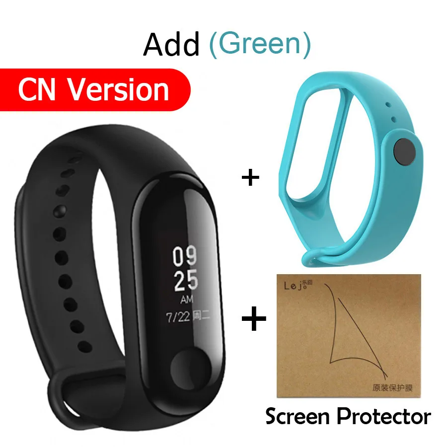 Xiao mi band 3 mi Band 3 фитнес-трекер пульсометр умный Браслет 0,78 ''OLED дисплей тачпад Bluetooth 4,2 Android - Цвет: green N film-