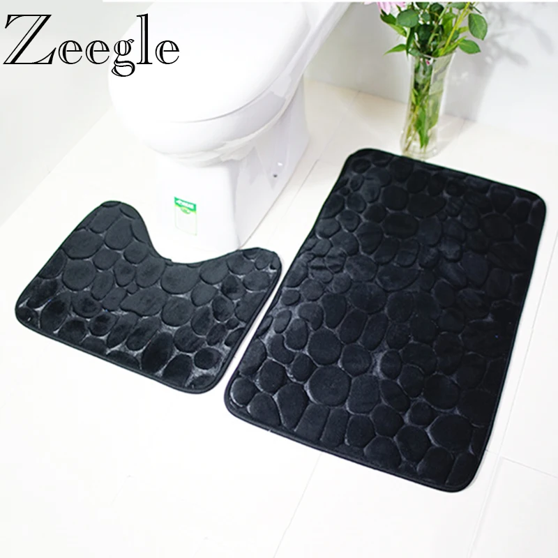 

Противоскользящий коврик Zeegle 3D Stone для туалета, коврик для ванной 2 шт./компл., водопоглощающий коврик, коврик для прихожей