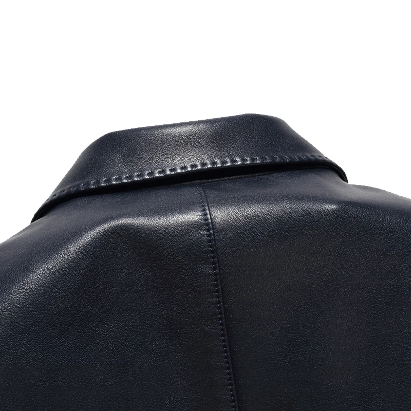 Повседневная мужская кожаная куртка отличного качества Тонкий Блейзер с