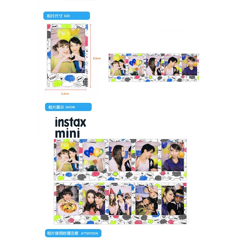 Оригинальная Fujifilm Comic Instax Mini Instant (10 листов) цветная мини-пленка для Polaroid 7s 8 9 25 50s 70