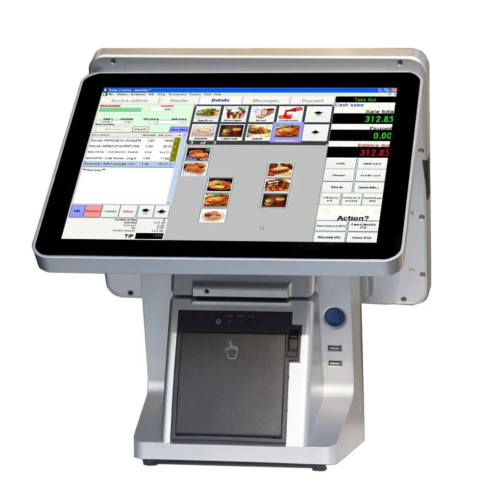 Android двойной экран POS терминал/POS система кассовый аппарат POS все в одном для розничной торговли/ресторана