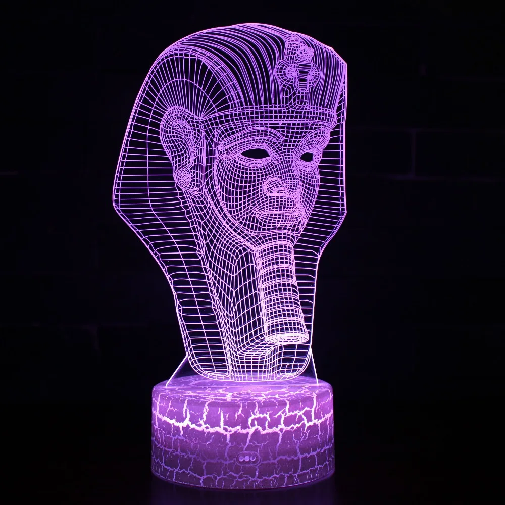 3D Визуальный Египетский Сфинкс Фараон Tutankhamen светодиодный светильник ночник Сенсорный пульт RGB 7 цветов Изменение комнаты украшение подарок