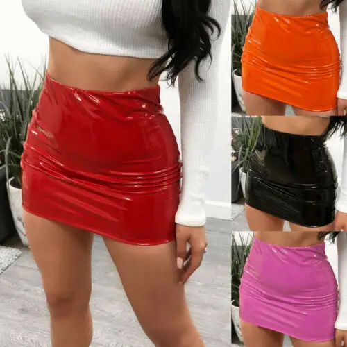 Stylish Hot Sale Women's Sexy Bright leather Bodycon Slim Super-short Zipper Skirts Lady Summer Evening Party Club Clothing S-XL | Женская