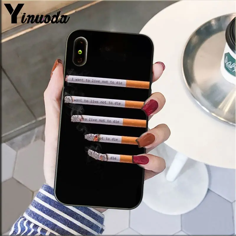 Yinuoda сигарета Эстетическая Черная мягкая оболочка телефон чехол для iPhone 8 7 6 6S Plus 5 5S SE XR X XS MAX Coque Shell