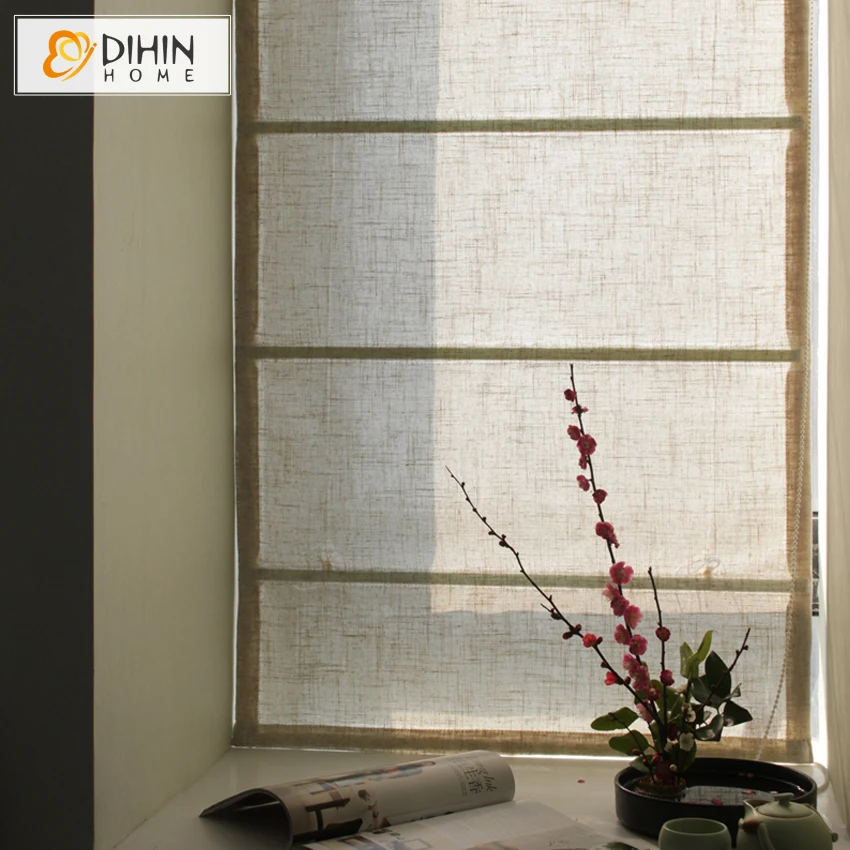 

Included Curtains 40-50% Blackout Rate Beige Color Customize Roman Curtain Rollor Blind Window Treatment Drapes