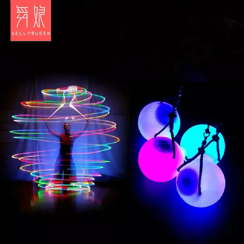 1 пара шаров для танца живота цветной светильник светящийся в виде ручки RGB