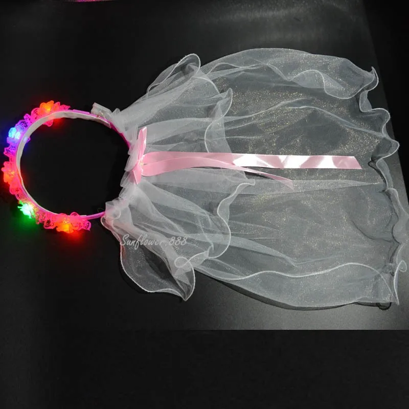 LED Flashing Light Girls Bridal Artifical Flower headband garland Veil Party Wreath Show home decor birthday | Дом и сад