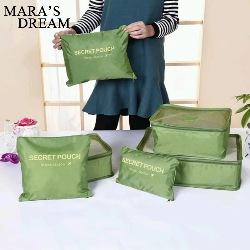 

Mara's Dream Women travel bag 6-piece set Multifunction Polyester storage bag fashion letter printing dust-proof travel totes