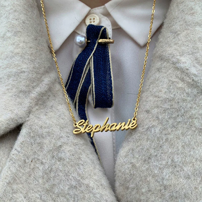 Индивидуальное ожерелье с именем на заказ подвески из золотой нержавеющей стали