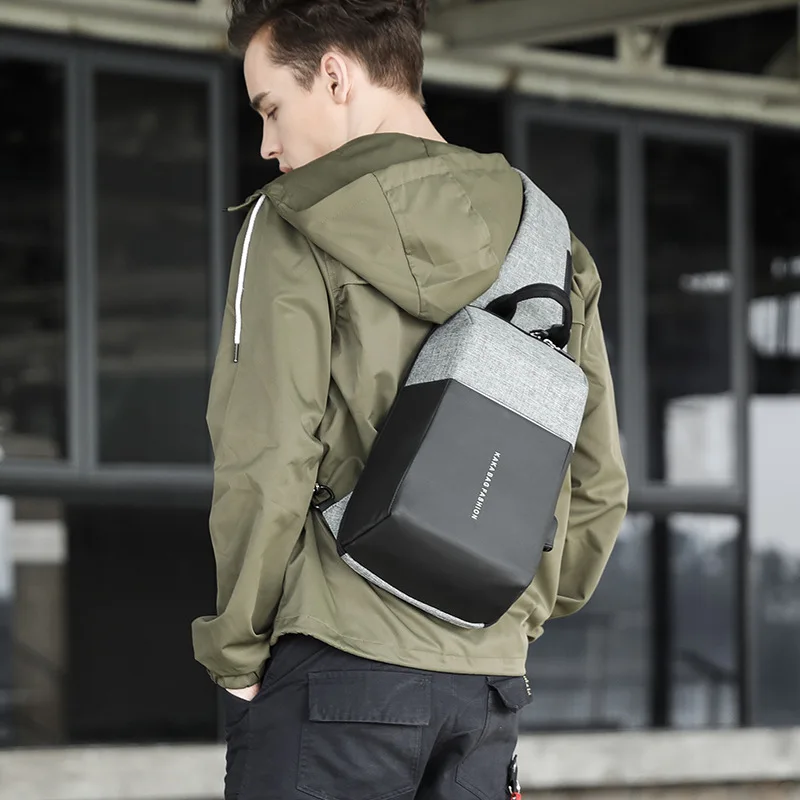 LHLYSGS Мужская мода Анти Вор USB подзарядка сумка на плечо Burglarproof через для