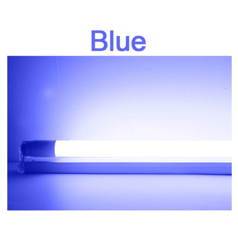 Blue Яркий светодиодный светильник Kaguyahime RGB 360 градусов T8, 220 В, 10 Вт, 60 см, 110 В, 2 фута, светодиодный светильник T8, люминесцентная лампа T8, красная, синяя, розовая, синяя - Испускаемый цвет: Blue