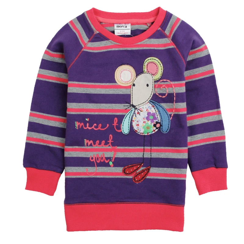 Детей футболки нова новый бренд девочка майка хлопка с длинным рукавом o образным