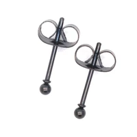 black small balls 2mm to 8mm stud earrings 316l stainless steel ip plating no fade allergy free