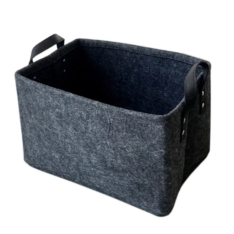 Dark Grey Домашняя корзина для хранения ящиков из войлочной ткани коробка для хранения кубиков контейнеры с ручками органайзер для белья для детской комнаты дома спальни - Цвет: Dark Grey