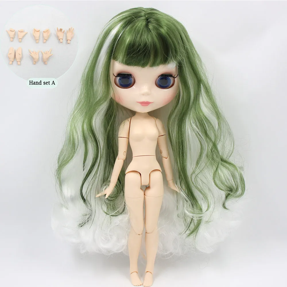 C doll with hand A ICY Nude Blyth изготовленная на заказ кукла № BL4299/136 зеленая смесь белых волос 1/6 bjd, pullip, licca, jerryberry - Цвет: C doll with hand A