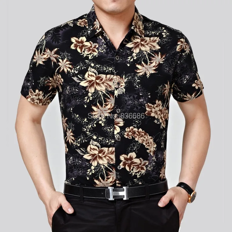 Высококачественная Летняя мужская гавайская рубашка с модным цветочным принтом