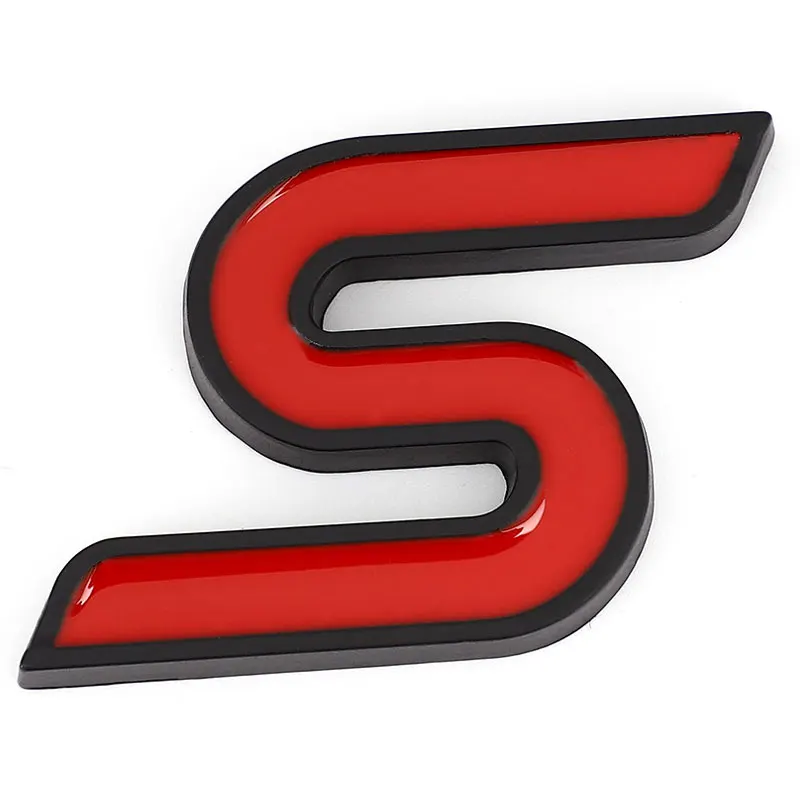 Red Car Stickers 3D Металлическая S Передняя решетка хромированная эмблема бейдж наклейки для автомобиля наклейки для Ford Focus Fiesta Ecosport Kuga Mondeo Everest стайлинга автомобилей - Название цвета: Red Car Stickers