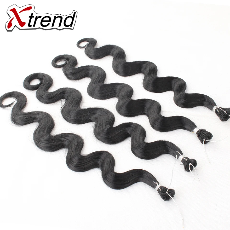 Волнистые пряди из синтетических натуральных черных волос Xtrend 18 дюймов 14 корней