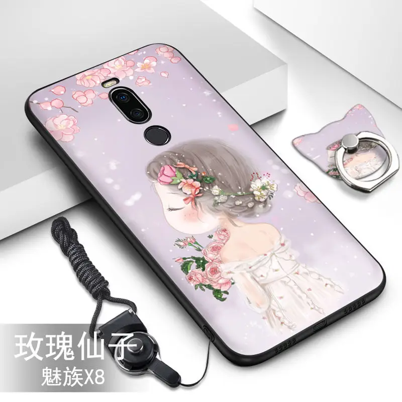 color as photo Чехол для Meizu X8, 22 цвета, популярный HD узор, ТПУ, мягкий силиконовый чехол, чехол для Meizu X8, чехол с кольцом brack# VA Funds - Цвет: color as photo