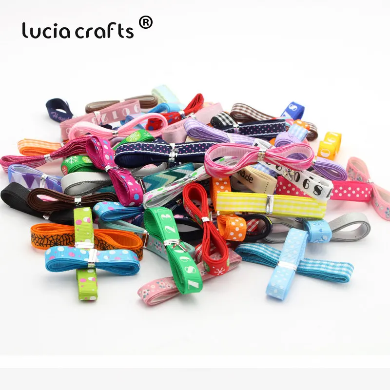 Style 1 10mm Lucia crafts 10 ярдов/партия Случайные Смешанные печатные корсажные ленты DIY ручной работы подарок/упаковка/бант для волос атласные материалы T0202 - Цвет: Style 1 10mm