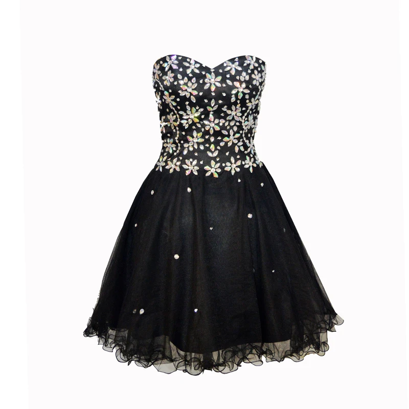 Женское вечернее платье Черное короткое с сердечком официальное 2017 | Свадьбы и