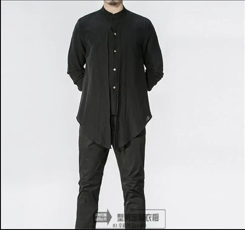 S 6xl Новые повседневные рубашки из хлопка и льна в китайском стиле мужская рубашка
