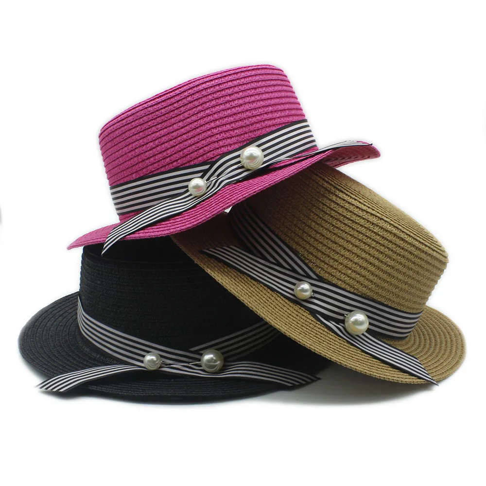 2017 модная женская соломенная шляпа на плоской подошве круглые в полоску топ для