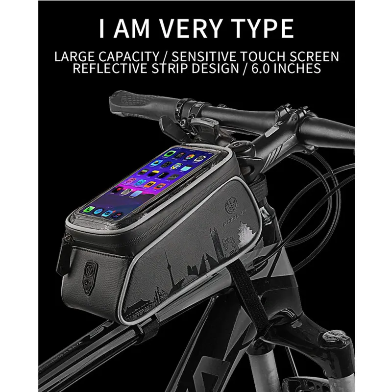 Водонепроницаемая Велосумка из экокожи чехол для телефона 6 дюймов с поддержкой