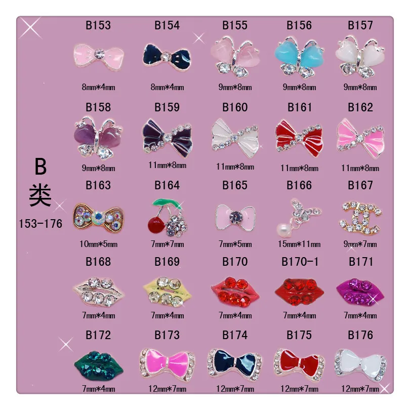 

100pcs/pack Shoot and perform Lovely bowknot Diamond Nail Decoration Mix style Rhinestone Nail ornaments Manicurists supplies