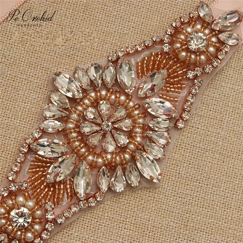 PEORCHID бисер пояс для свадьбы с жемчугом ручной работы сатиновый со стразами