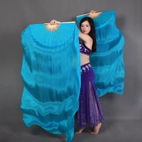 belly dance veils fan pure color stage dance accessories 100 silk veils women 2 pieces per pair 6 colors length 180cm