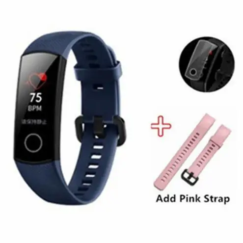 add pink strap film Смарт-браслет huawei Honor Band 4 Amoled, цветной сенсорный экран 0,95 дюйма, для плавания, для обнаружения пульса и сна - Цвет: add pink strap film
