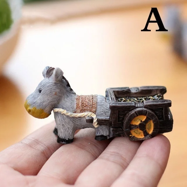 A Donkey Pull Cart каменная мельница миниатюрный Сказочный Сад домашнее украшение для дома мини-ремесло Ландшафтный Декор микро DIY аксессуары - Цвет: A