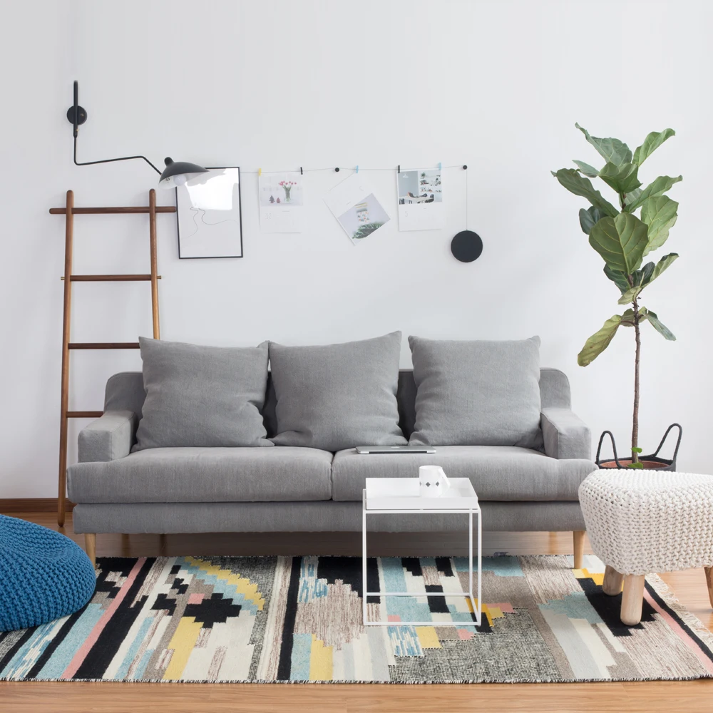 100% шерсть ручной работы ковер для гостиной геометрический индийский синий