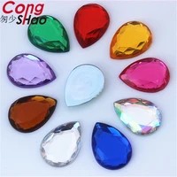 cong shao 1825mm 60pcs colorful acrylic drop shape rhinestone trim flatback stones and crystals diy wedding dress crafts yb715