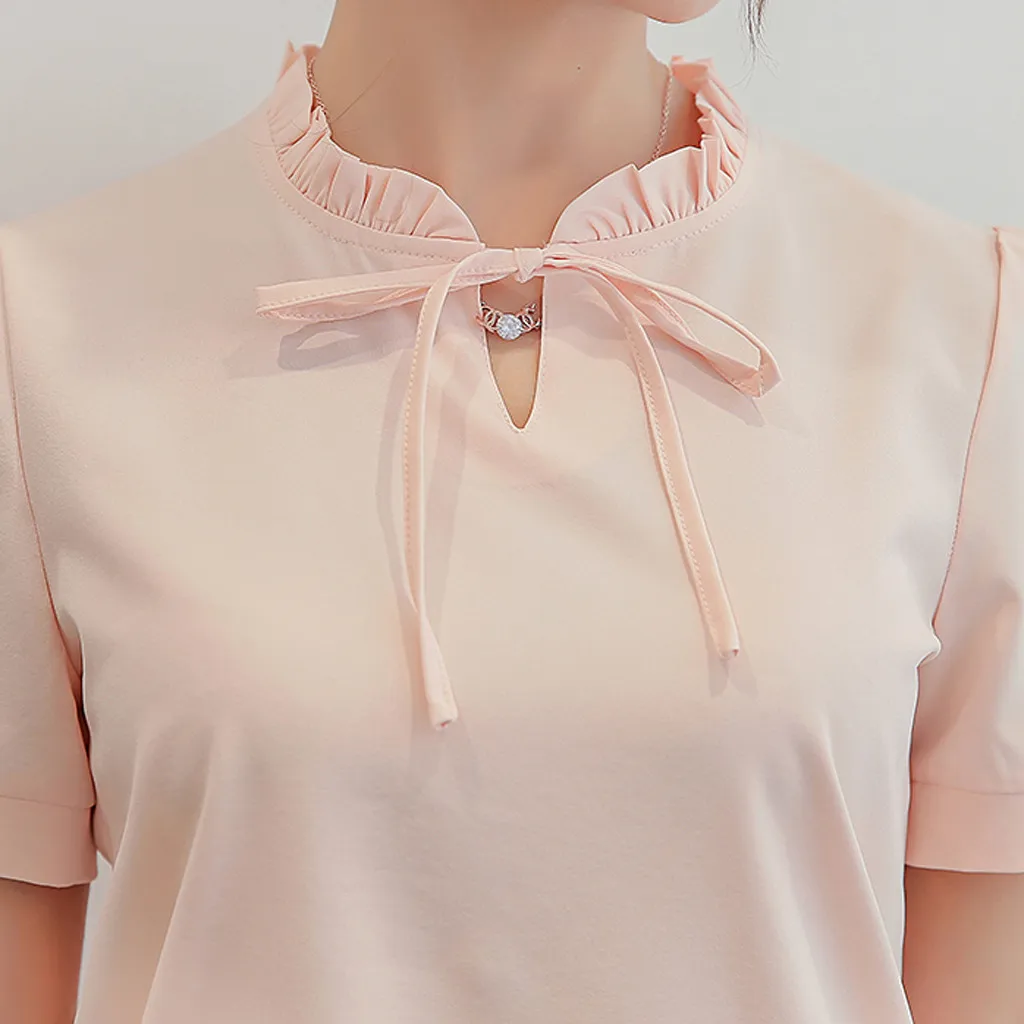 Женские топы и блузки летняя офисная блузка с коротким рукавом