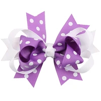 100pcs purple orchid double layer polka dot boutique hair bow twist bow free shipping