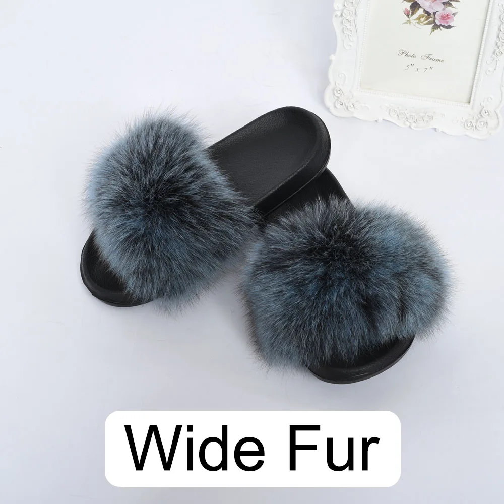 Blue Frosted Г.; женские модные летние шлепанцы с мехом; большие пушистые домашние тапочки из натурального меха; Новое поступление; S6044 - Цвет: Blue Frosted