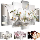 Настенные картины на холсте, Декор для дома, 5 шт., орхидеи, цветы, Модульная картина, изысканный задний плакат, рамка для гостиной