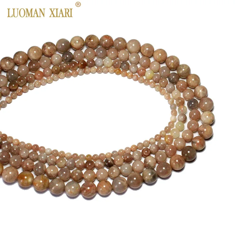 Изысканные AAA натуральный Sunstone круглый камень бусины для самостоятельного изготовления ювелирных изделий браслет Цепочки и ожерелья 4/6/8/10 мм нить 15''