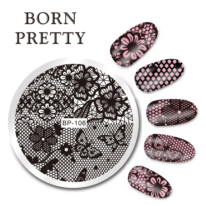 BORN PRETTY ногтей штамповки пластины дизайн с бабочками и цветами 5,5 см круглый маникюрный шаблон ногтей штамповки изображения пластины