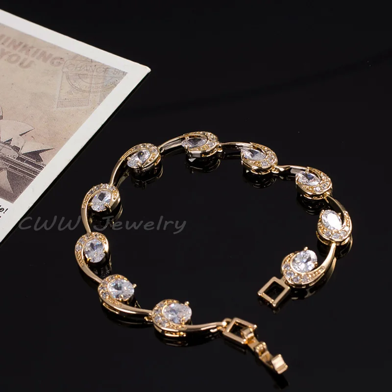 Женский браслет с фиолетовыми стразами CWWZircons ювелирное изделие цвета желтого