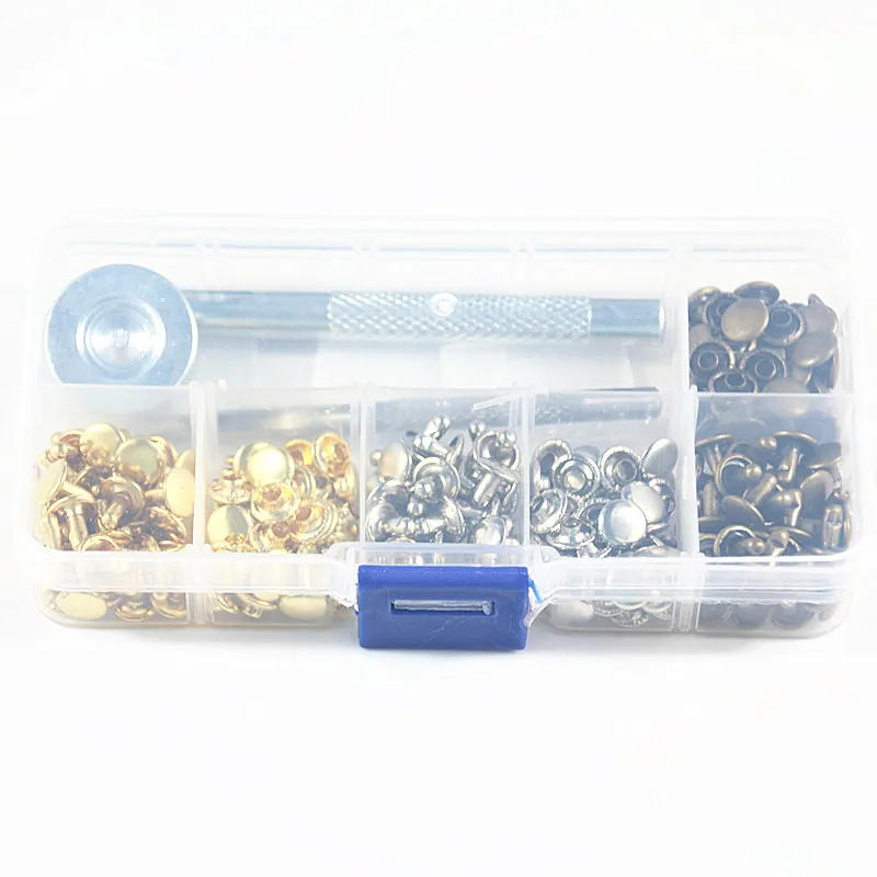 120 комплектов 8 мм латунные двойные колпачки заклепки для кожаной швейной одежды