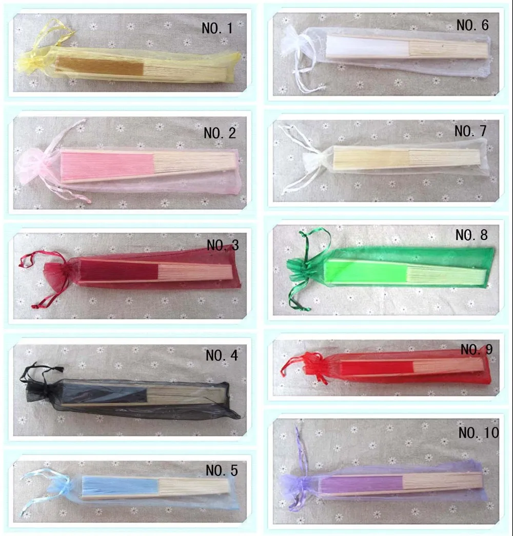 Бесплатная шелковая сумка 100 шт./лот 10 цветов для ручных вееров Подарочный мешок