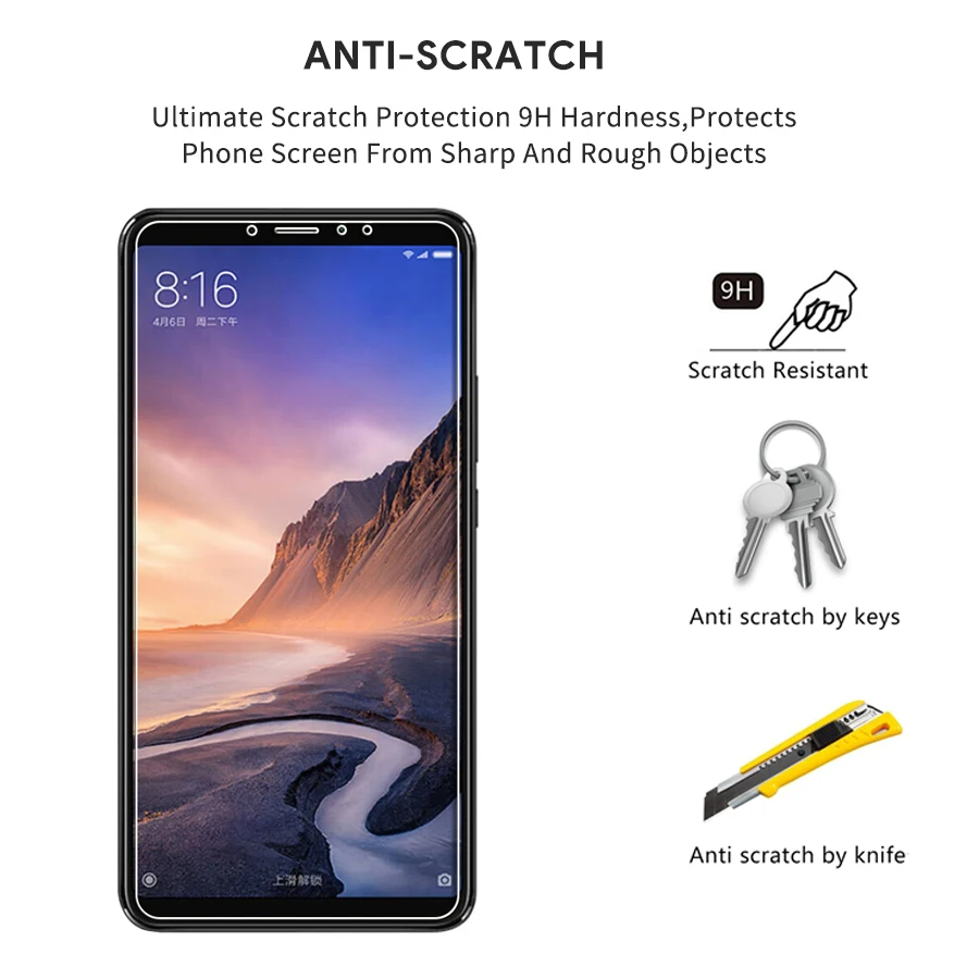 2 шт. закаленное стекло для xiaomi mi Max 3 ультратонкая Защитная пленка экрана Xiao HATOLY 6 9
