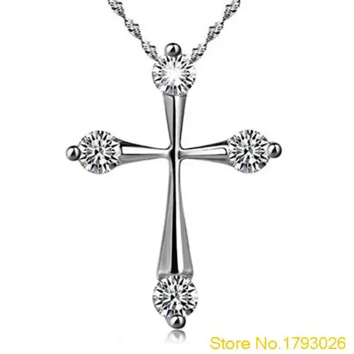 Женское ожерелье с подвеской-крестом из циркония и меди стерлингового серебра 4TWS