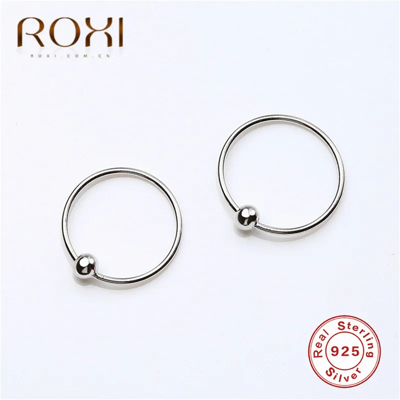 ROXI простые круглые серьги-кольца для женщин минималистичные Клипсы из бисера На серьгах модные ювелирные изделия 925 пробы серебряные серьги